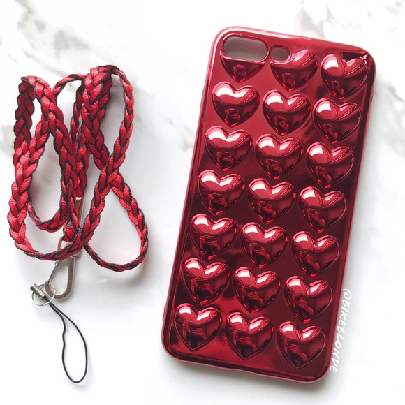 NEW iPhone 7/8 Electroplate 3D Heart Case - Picture 3 of 6